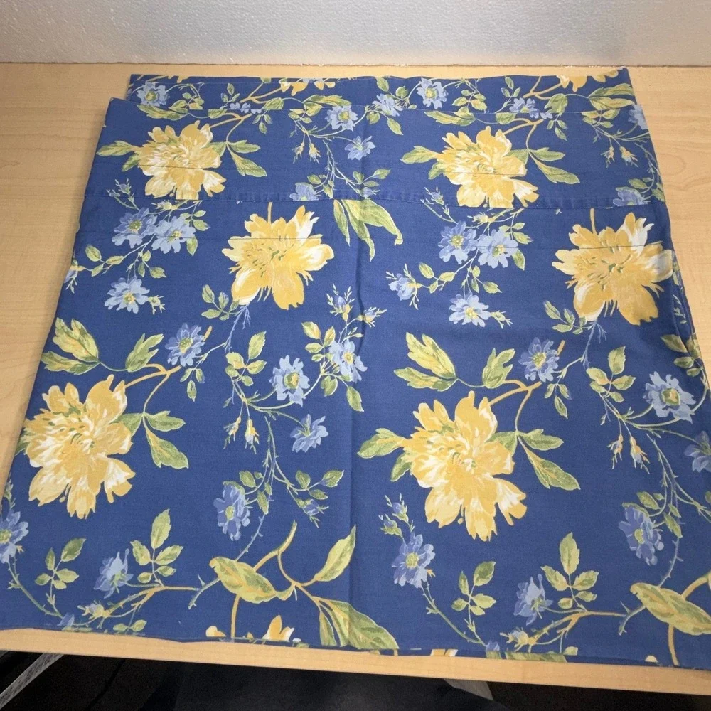 Vintage Laura Ashley Floral Window Valance Navy Blue Yellow Rare 104x18 Single‎